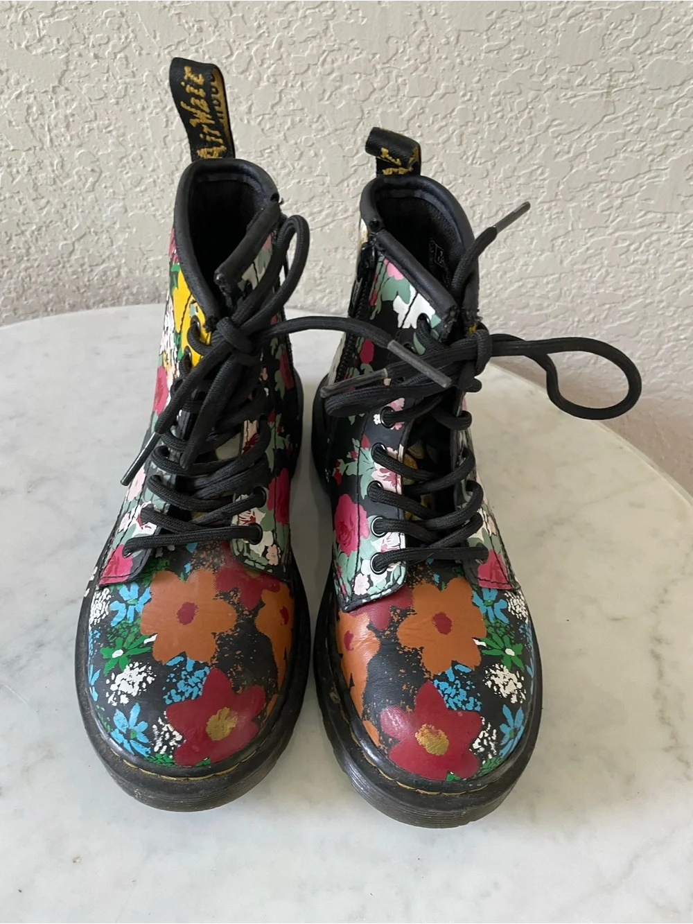 Dr Martens YOUTH 1460 FLORAL MASH UP LEATHER LACE UP BOOTS Size 12